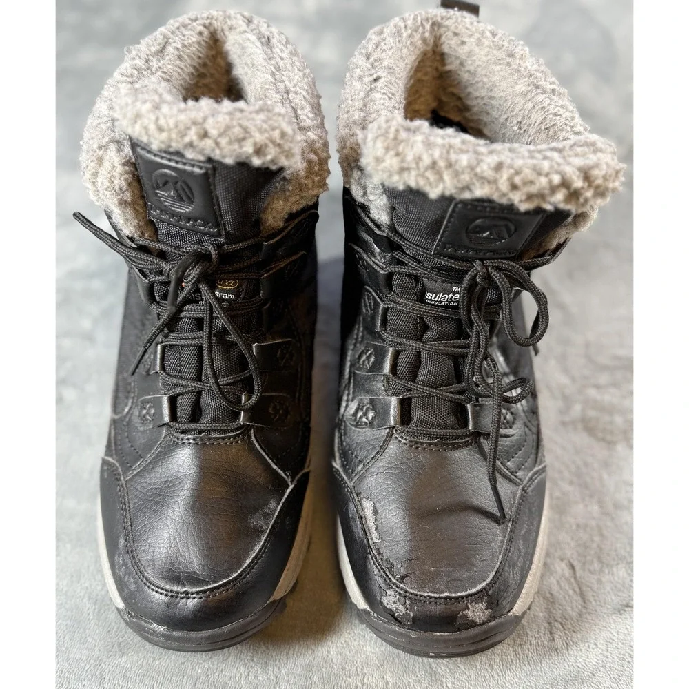 Tamarack Boots Womens Size 8 Black Faux Shearling Lined Winter Snow T-RF1867